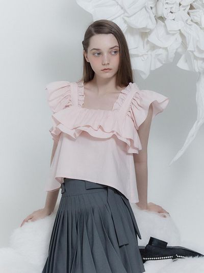 THETIS Ruffle Detail Blouse_Pink
