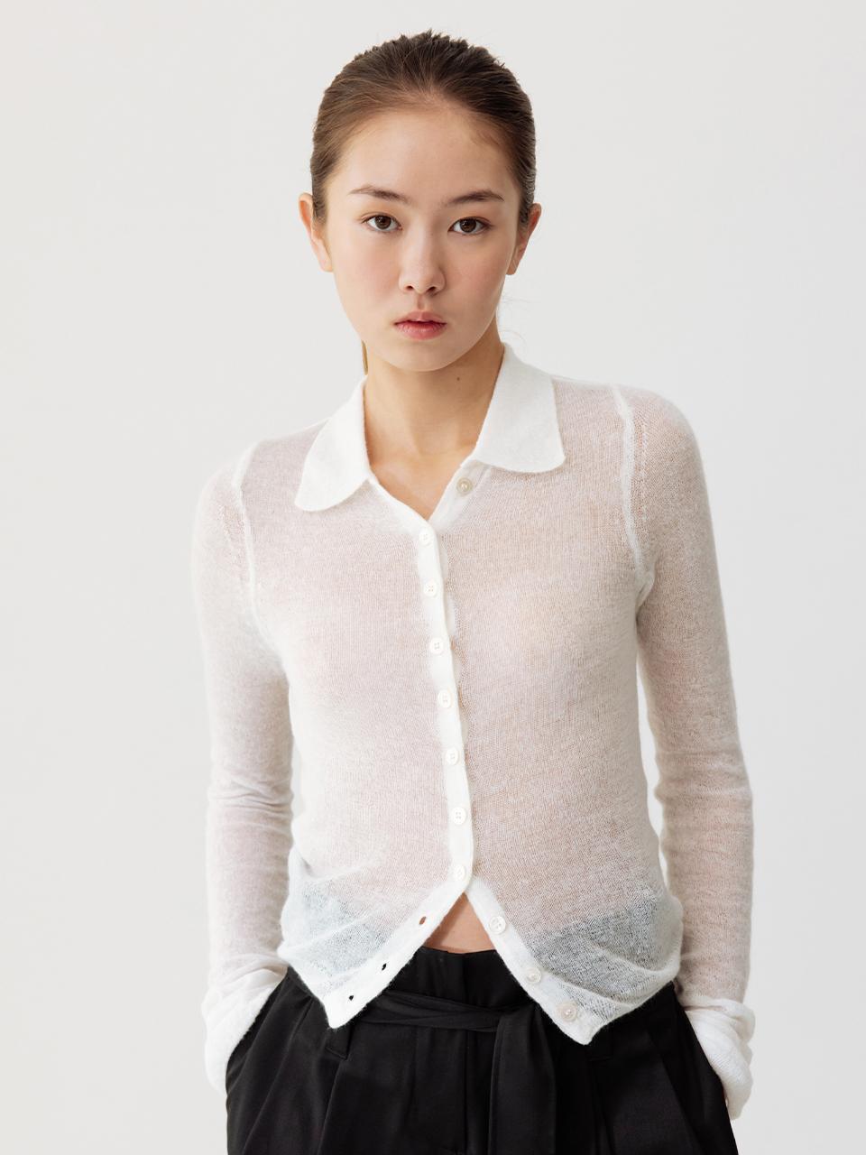 THETIS Sheer Collared Cardigan