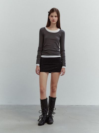 THETIS Spangle Plain Mini Skirt