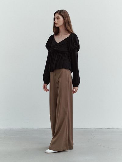 THETIS Wide Leg Pants - Brown
