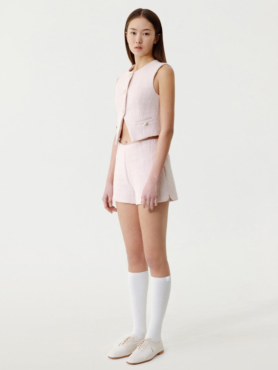 THETIS Wool Tweed Round Shorts - Pink