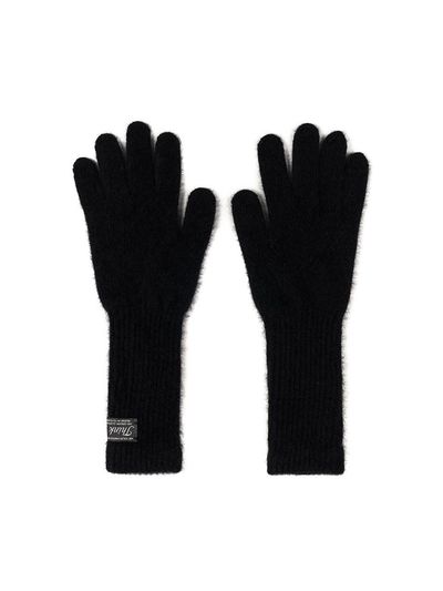 THINK PLANT Faux Fur Wool Gloves [Black]