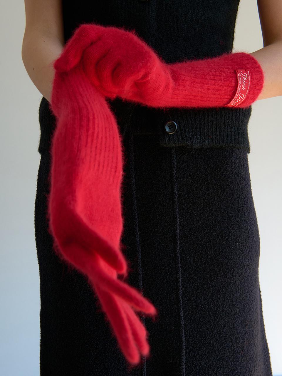 THINK PLANT Faux Fur Wool Gloves [Red]