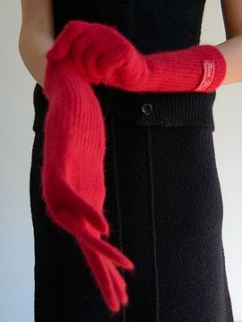 THINK PLANT Faux Fur Wool Gloves [Red]