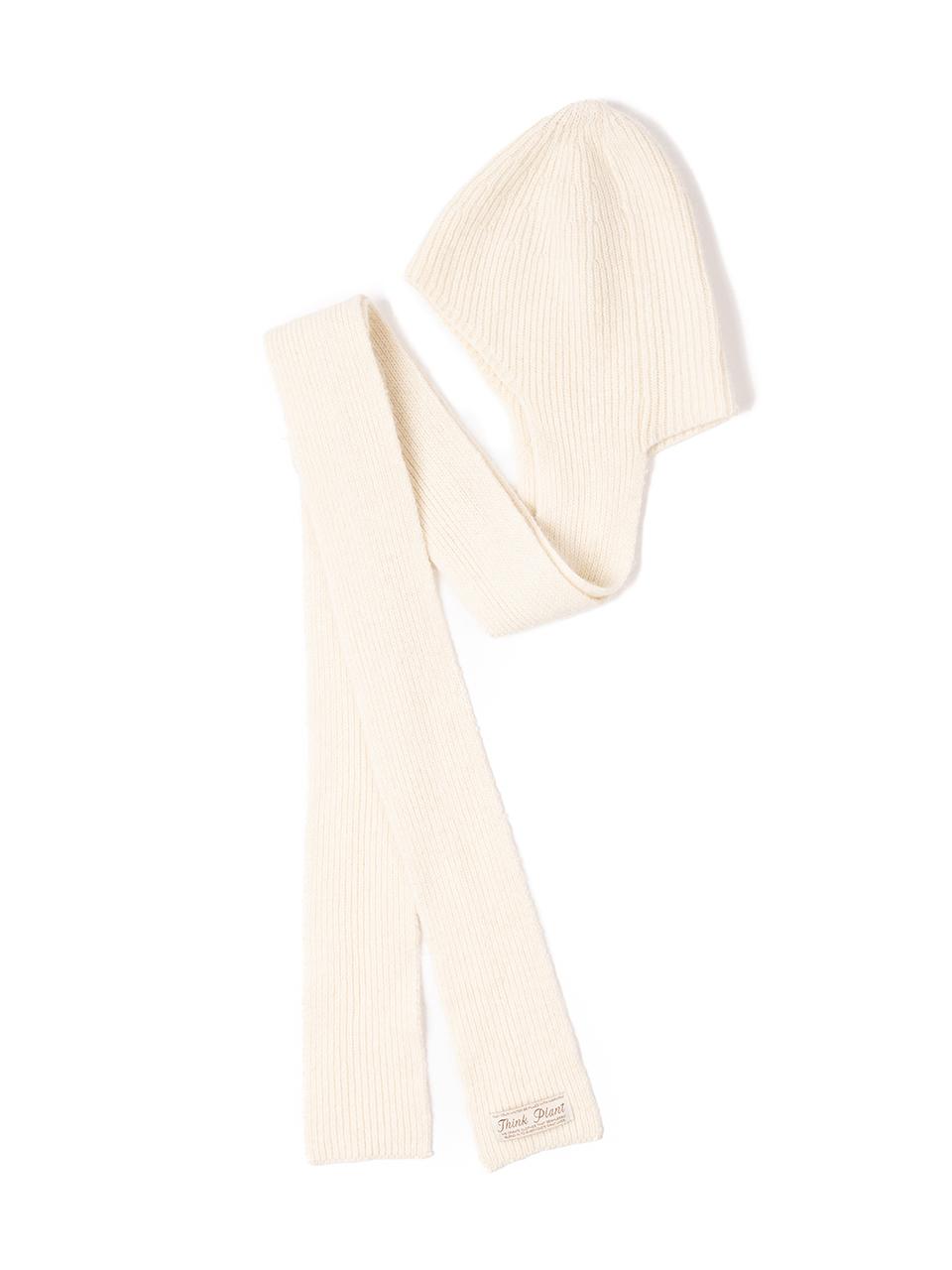 THINK PLANT Faux Fur Wool Muffler-Style Balaclava [Beige]
