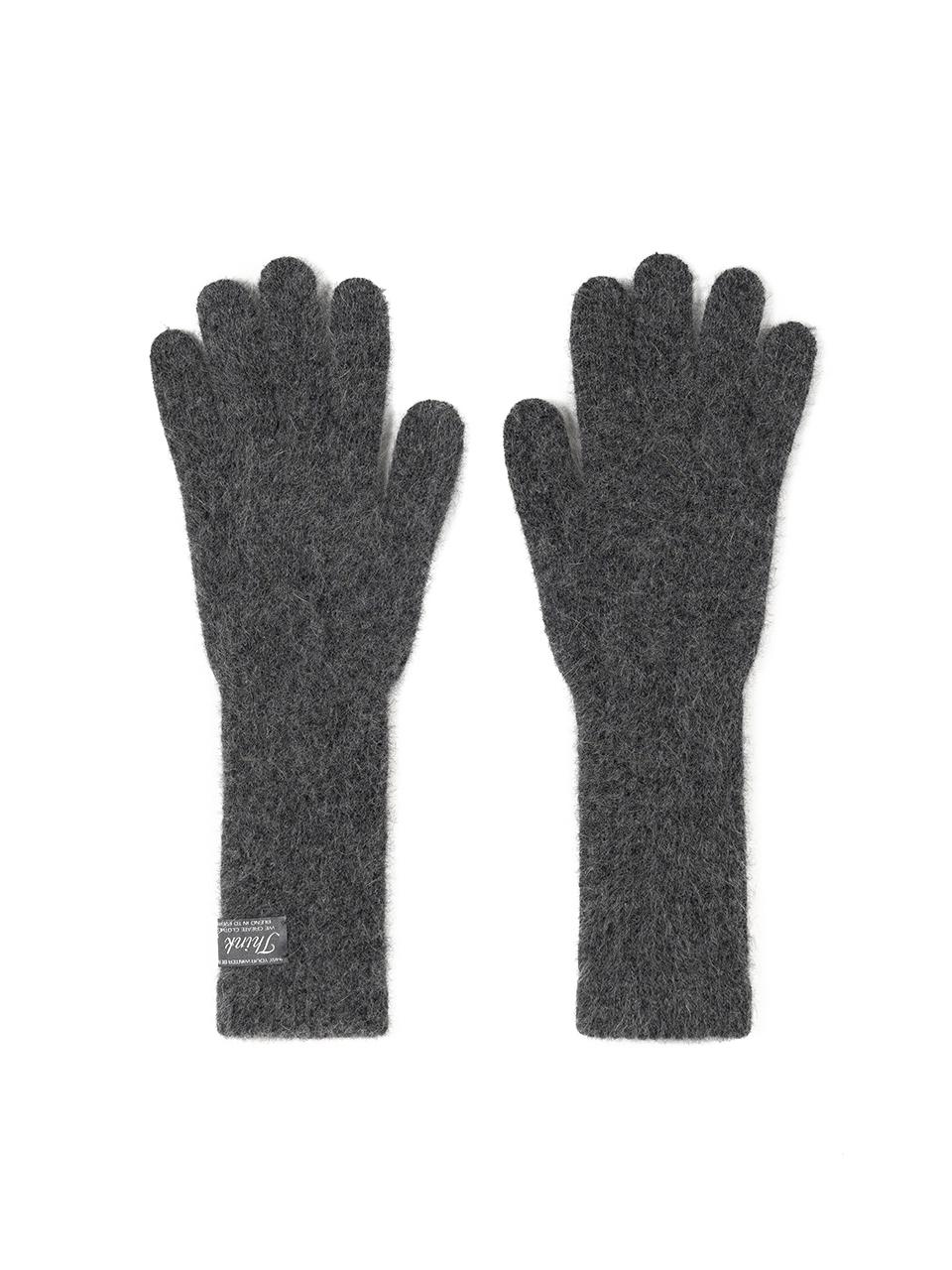 THINK PLANT Faux Fur Wool Stretchy Gloves [Gray]