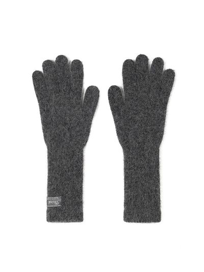 THINK PLANT Faux Fur Wool Stretchy Gloves [Gray]