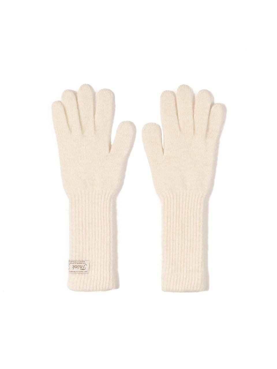 THINK PLANT Faux Fur Wool Stretchy Gloves [WHITE]