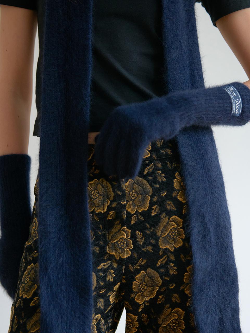 THINK PLANT Faux Fur Wool Winter Gloves [Navy]