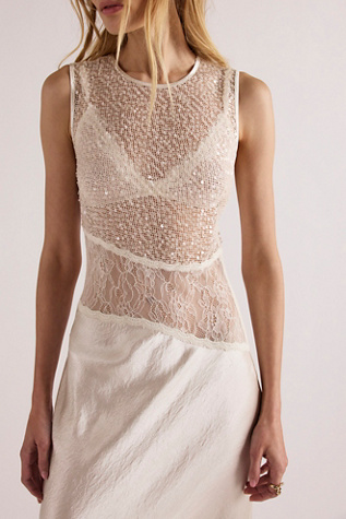 mixed media tank dress Donna Karan Women's Tweed Mixed Media Midi Tank Dress in Cream