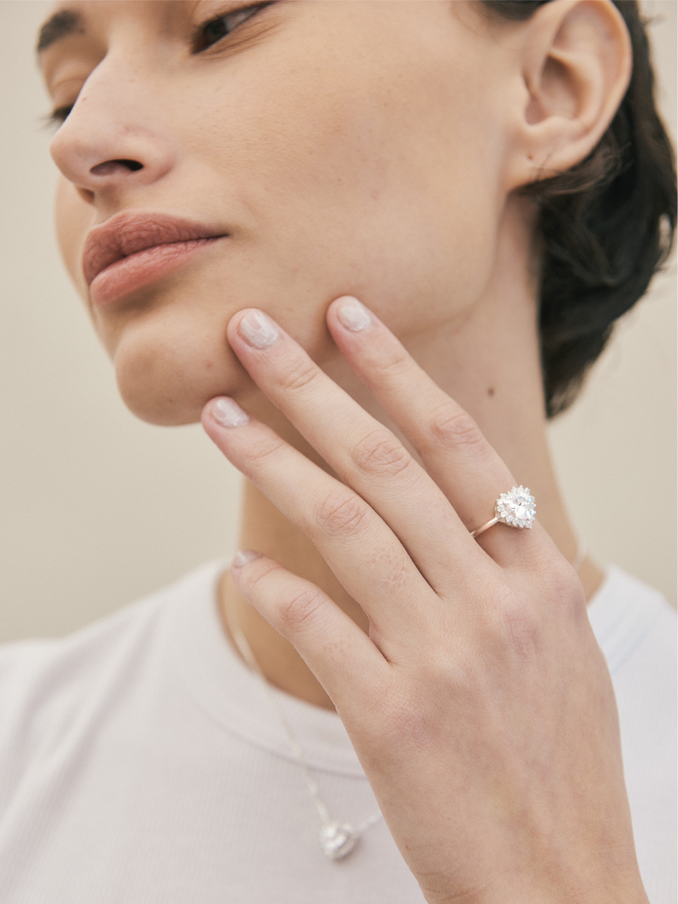 Third movement Crystal Heart Ring_White