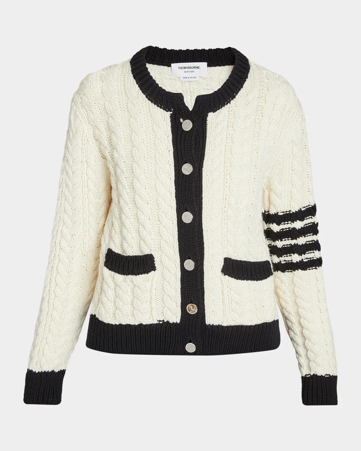 Thom Browne Aran Cable-Knit Wool Cardigan