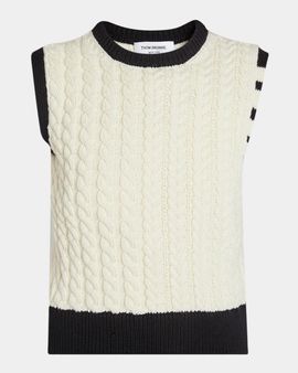 Thom Browne Aran Virgin Wool Cable-Knit Sweater Vest