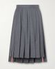 THOM BROWNE Asymmetric grosgrain-trimmed pleated wool midi skirt - 1