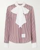 THOM BROWNE Bow-detailed striped silk crepe de chine shirt - 1