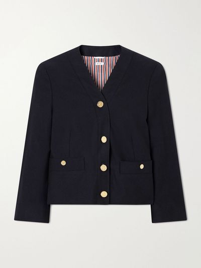 THOM BROWNE Cropped virgin wool-hopsack jacket