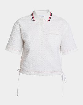 Thom Browne Drawstring Hem Crop Polo Shirt