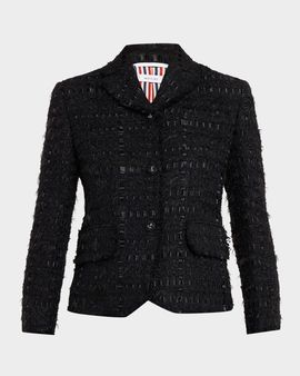 Thom Browne Frayed Satin Ribbon Tweed Sportcoat