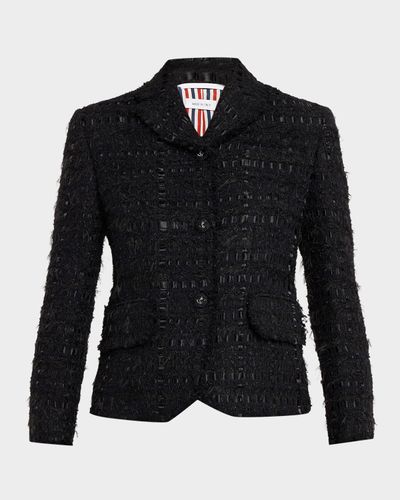 Thom Browne Frayed Satin Ribbon Tweed Sportcoat