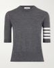 THOM BROWNE Grosgrain-trimmed striped wool-blend sweater - 1