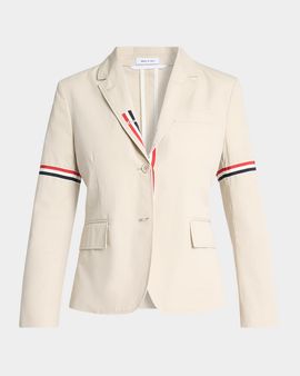 Thom Browne Grosgrain Arm-Band Single-Breasted Cotton Sport Coat
