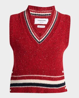 Thom Browne Hector Wool-Mohair Pointelle-Knit Sweater Vest
