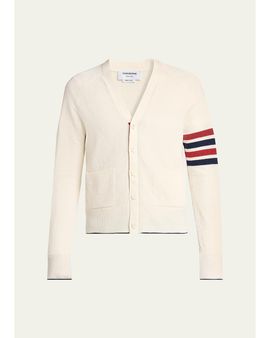 Thom Browne Men's Cotton and Linen 4-Bar Sleeve Cardigan