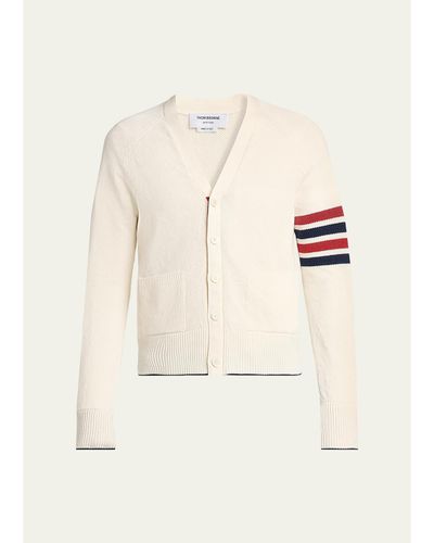 Thom Browne Men's Cotton and Linen 4-Bar Sleeve Cardigan