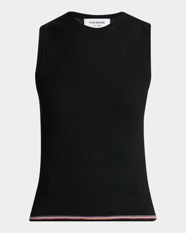 Thom Browne RWB Wool Rib-Knit Shell Top