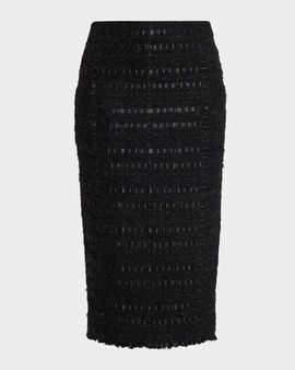 Thom Browne Satin Ribbon Tweed Frayed Hobble Skirt