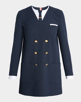 Thom Browne Seersucker Trompe L & apos;oeil Mini Blazer Dress