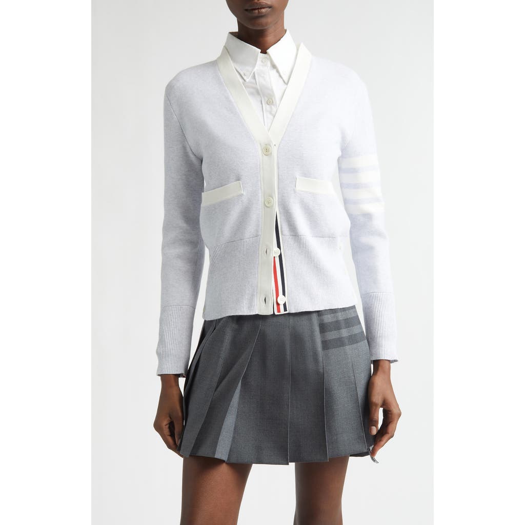 Thom Browne Thom Browne 4-Bar Contrast Trim Cotton Cardigan