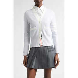Thom Browne Thom Browne 4-Bar Contrast Trim Cotton Cardigan