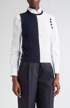 Thom Browne Thom Browne 4-Bar Crop Cashmere Sweater