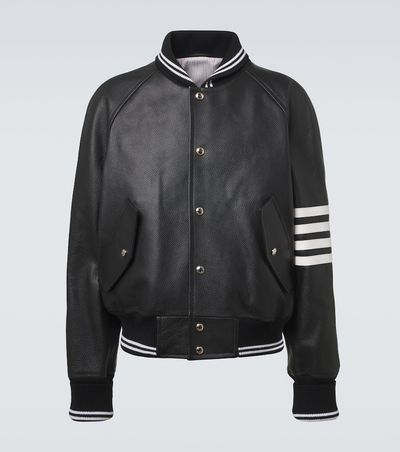 Thom Browne Thom Browne 4-Bar leather bomber jacket