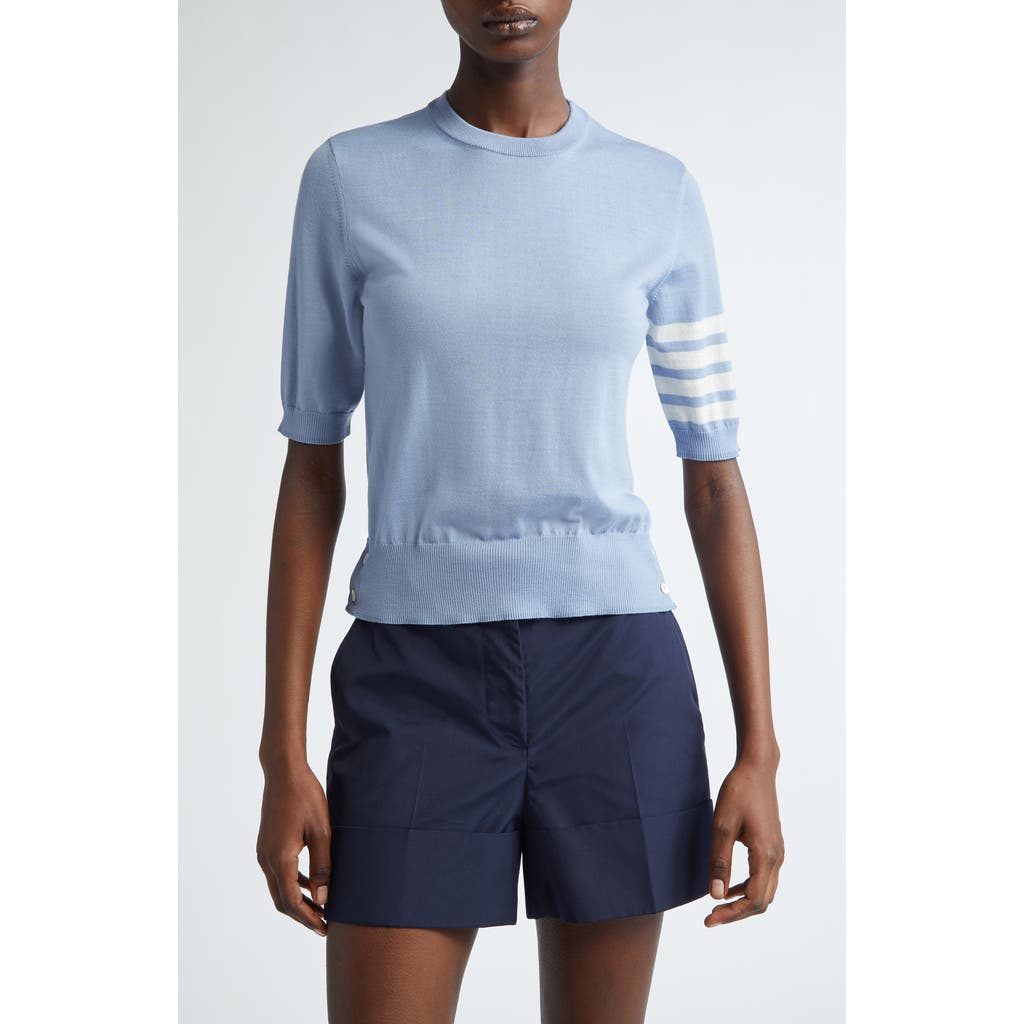 Thom Browne Thom Browne 4-Bar Short Sleeve Wool & Cashmere Sweater