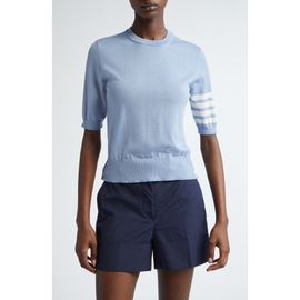 Thom Browne Thom Browne 4-Bar Short Sleeve Wool & Cashmere Sweater