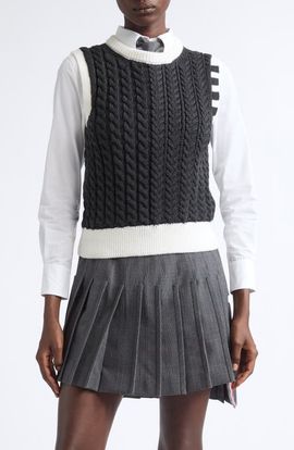 Thom Browne Thom Browne Aran Cable Merino Wool Shell Top