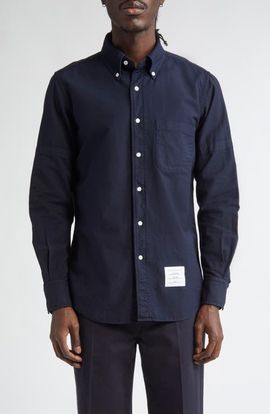 Thom Browne Thom Browne Armband Straight Fit Cotton Poplin Button-Down Shirt