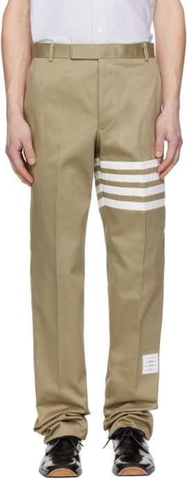 Thom Browne Thom Browne Beige Cotton Twill 4-Bar Unconstructed Chino Trousers