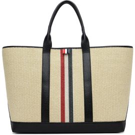 Thom Browne Thom Browne Beige Medium Tool RWB Stripe Tote