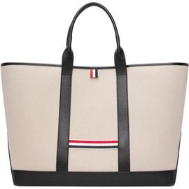 Thom Browne Thom Browne Beige Salt & Pepper Cotton Canvas Oversized Tool Tote