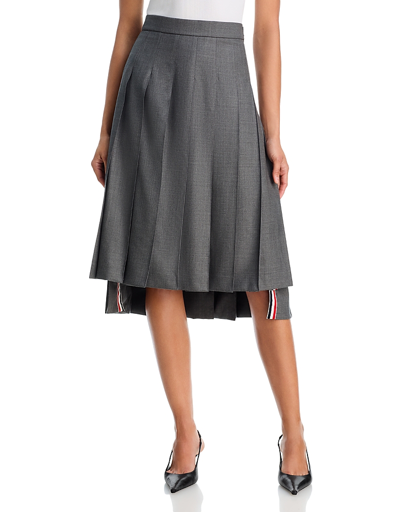 Thom Browne Thom Browne Below Knee Dropped Back Pleated Skirt