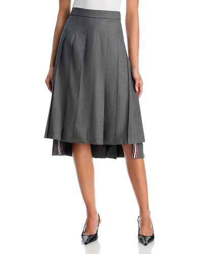 Thom Browne Thom Browne Below Knee Dropped Back Pleated Skirt