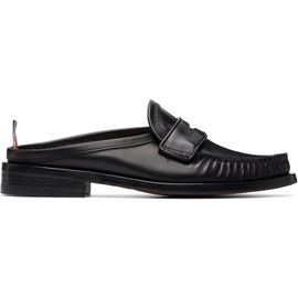 Thom Browne Thom Browne Black Calf Leather Sole Pleated Varsity Slip-on Loafers