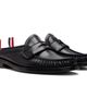 Thom Browne Thom Browne Black Calf Leather Sole Pleated Varsity Slip-on Loafers - 4