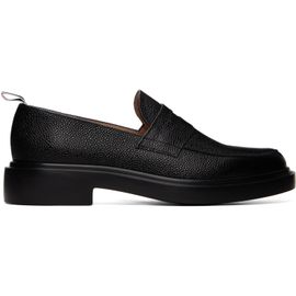 Thom Browne Thom Browne Black Pebble Grain Rubber Sole Penny Loafers