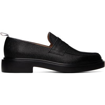 Thom Browne Thom Browne Black Pebble Grain Rubber Sole Penny Loafers