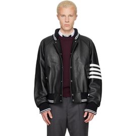 Thom Browne Thom Browne Black Raglan Sleeve Oversized Leather Blouson Jacket