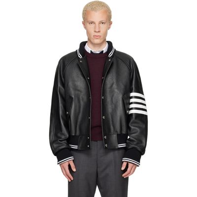 Thom Browne Thom Browne Black Raglan Sleeve Oversized Leather Blouson Jacket